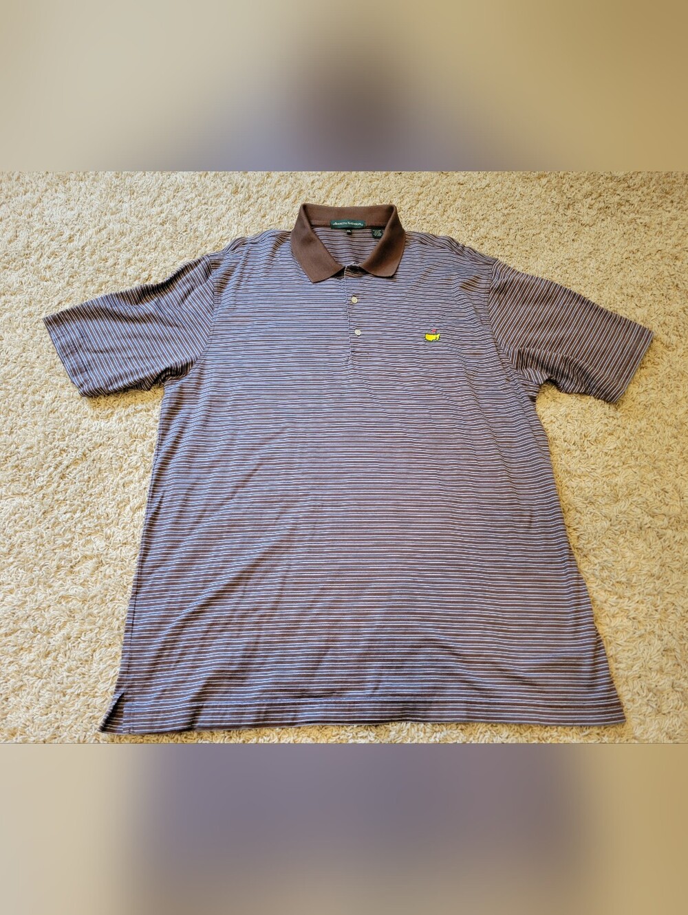 Augusta National Masters Striped Brown Polo Shirt Size XL EUC